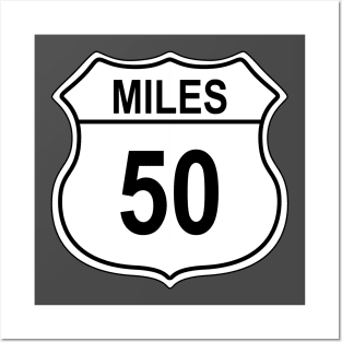 50 Mile US Highway Sign Posters and Art